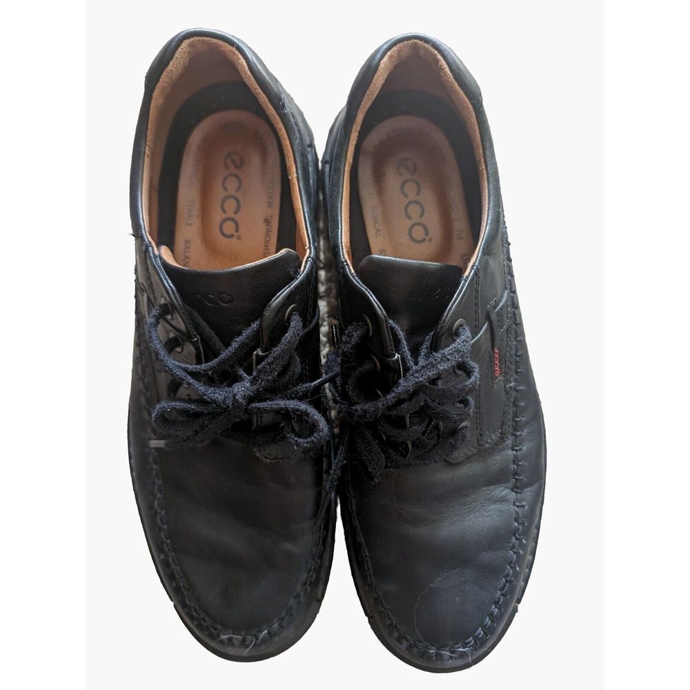 ECCO Black‎ Leather Oxford Casual Shoes Walking Comfort US Size 13 EU 46 EUC Exc
